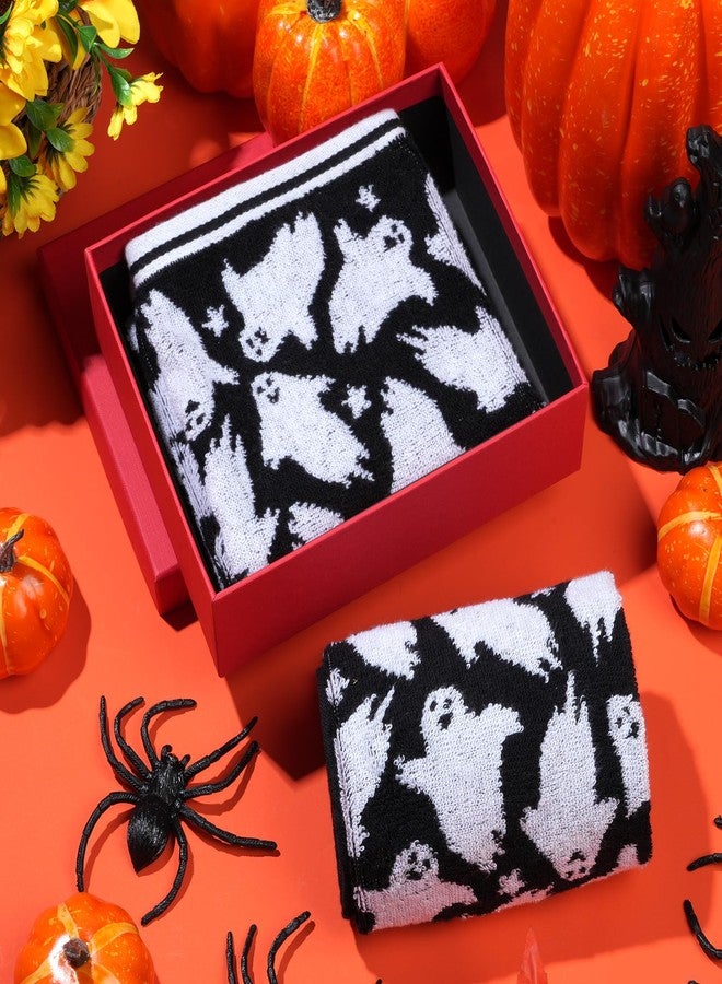 Hallswl 2pcs 100% Cotton Halloween Hand Towels Fall Jacquard 16 x 27 Inch Hand Towel for Bath Soft Bathroom Kitchen Decorative Set for Autumn Holiday Decor Gift (Black Ghost) - Image 5